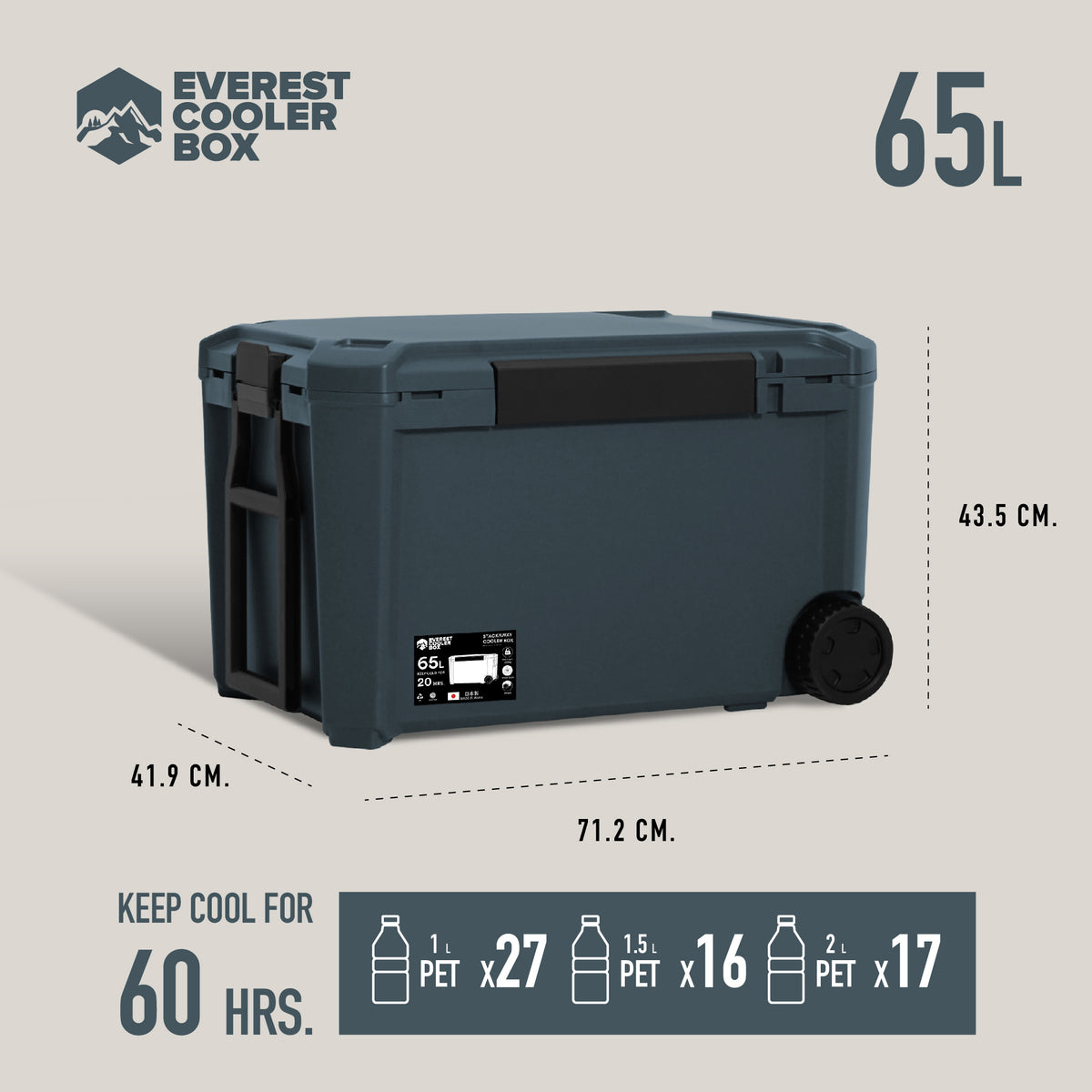 Stackaway Cooler Box 44L, 65L (Made in Japan) กระติกน้ำแข็งมีล้อลาก 44 ลิตรและ 65 ลิตร