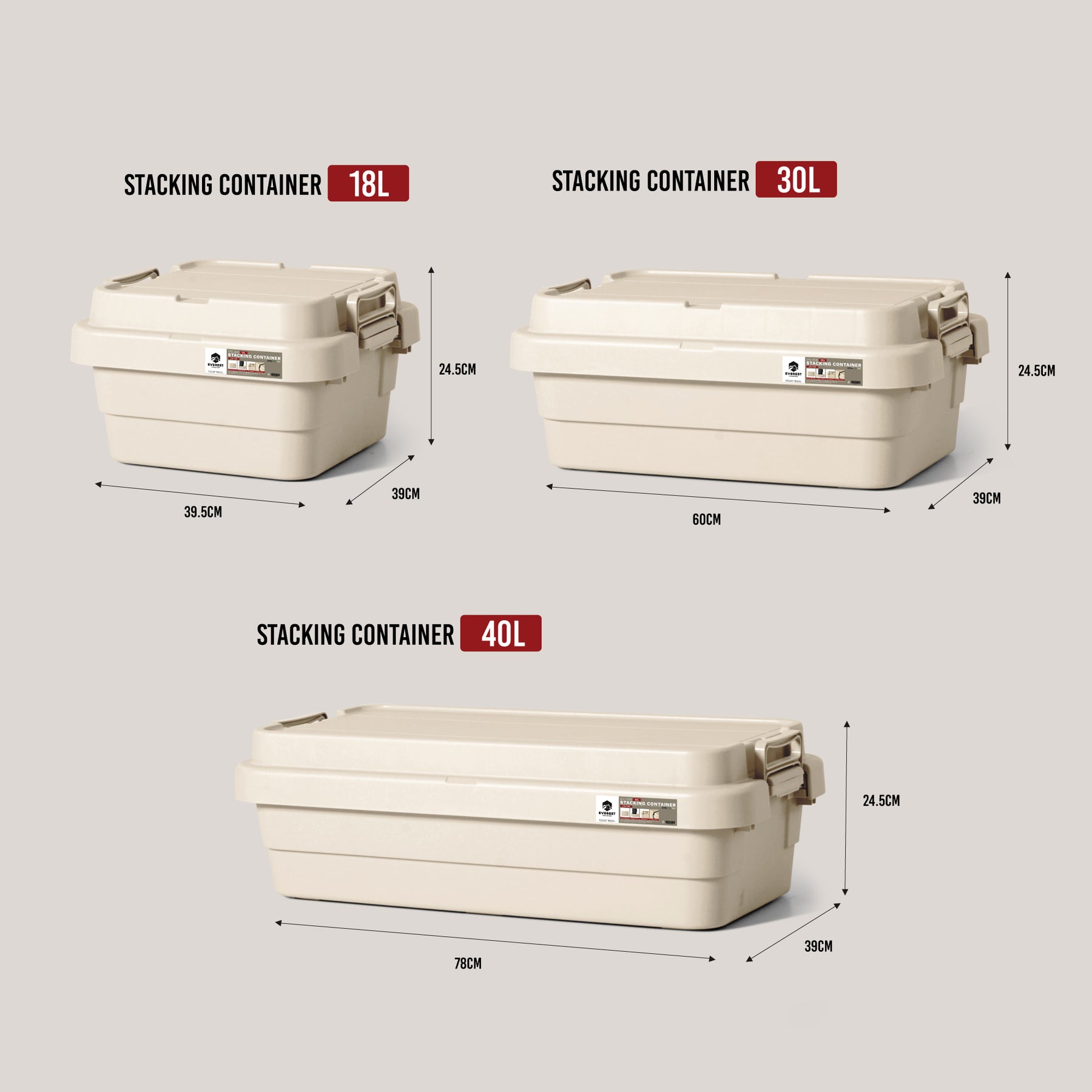 STACKING CONTAINER ลังแคมป์ปิ้ง ขนาด 18,30,40 ลิตร Camping Box
