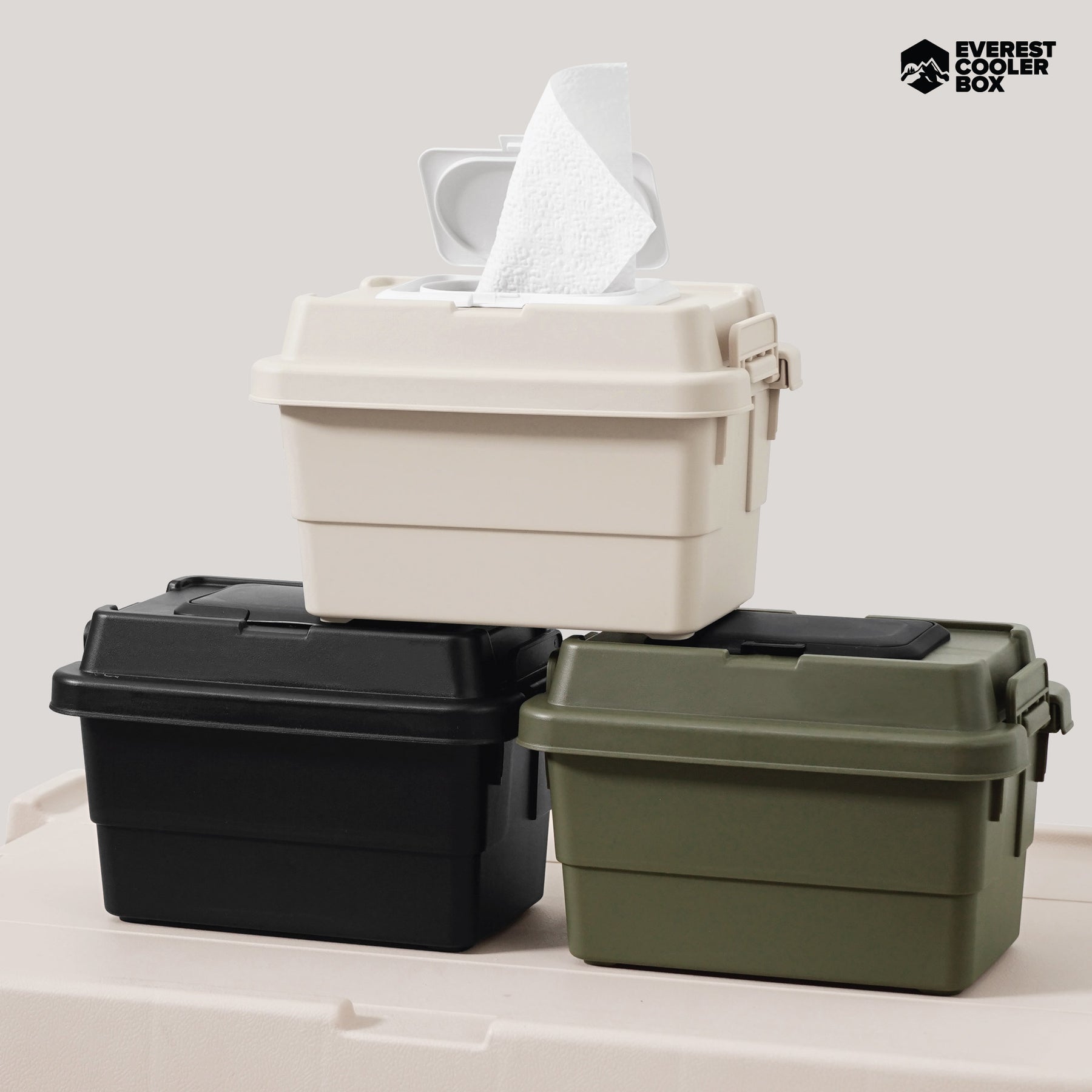 รุ่นใหม่ !! ลังเก็บของมินิมอล STACKING CONTAINER กล่องใส่ทิชชู่1.1 ลิตร Camping Box 1.1L ลังจิ๋ว