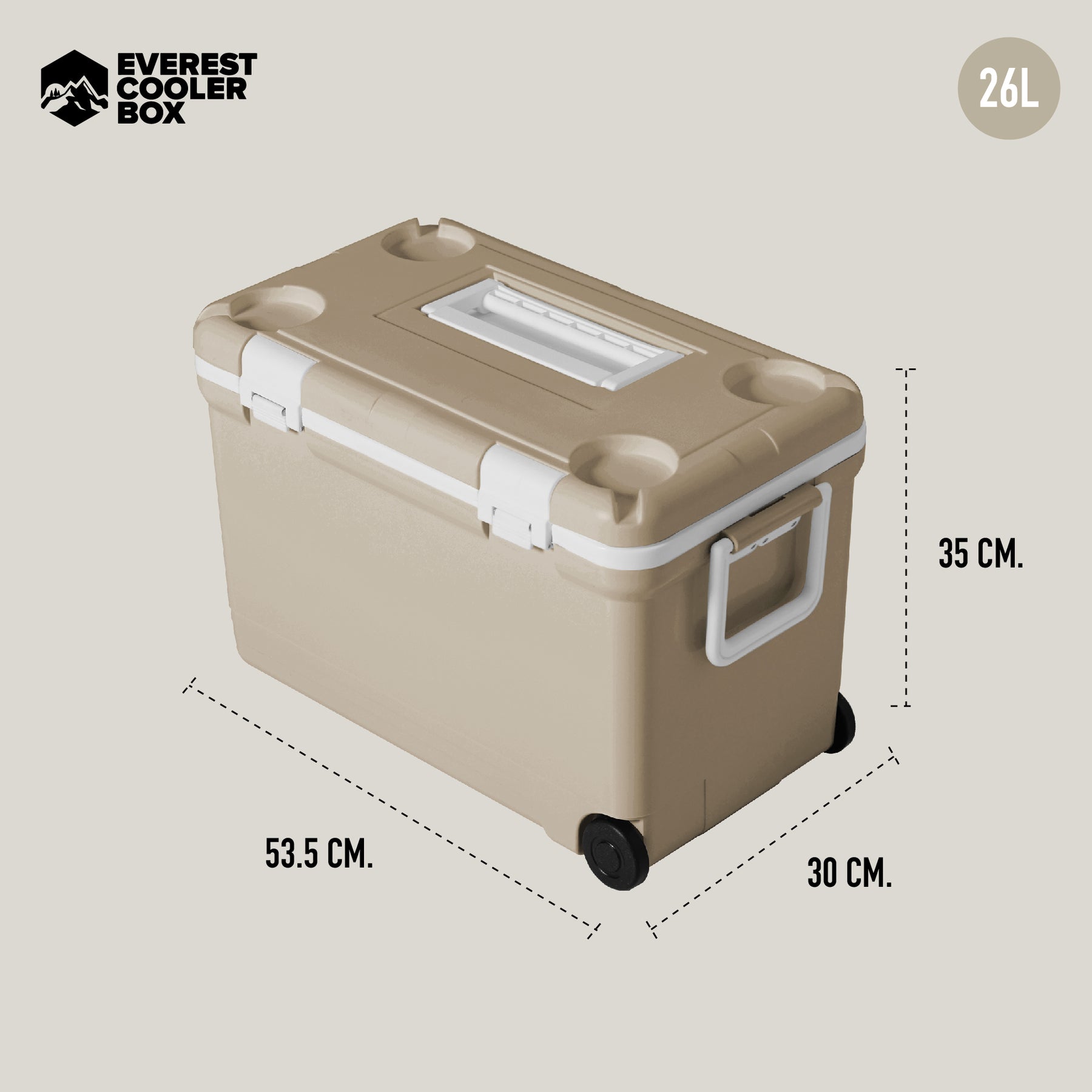 EVEREST กระติกน้ำแข็ง ถังแช่อเนกประสงค์พร้อมล้อลาก ขนาด 26 ลิตร รุ่น AG2526