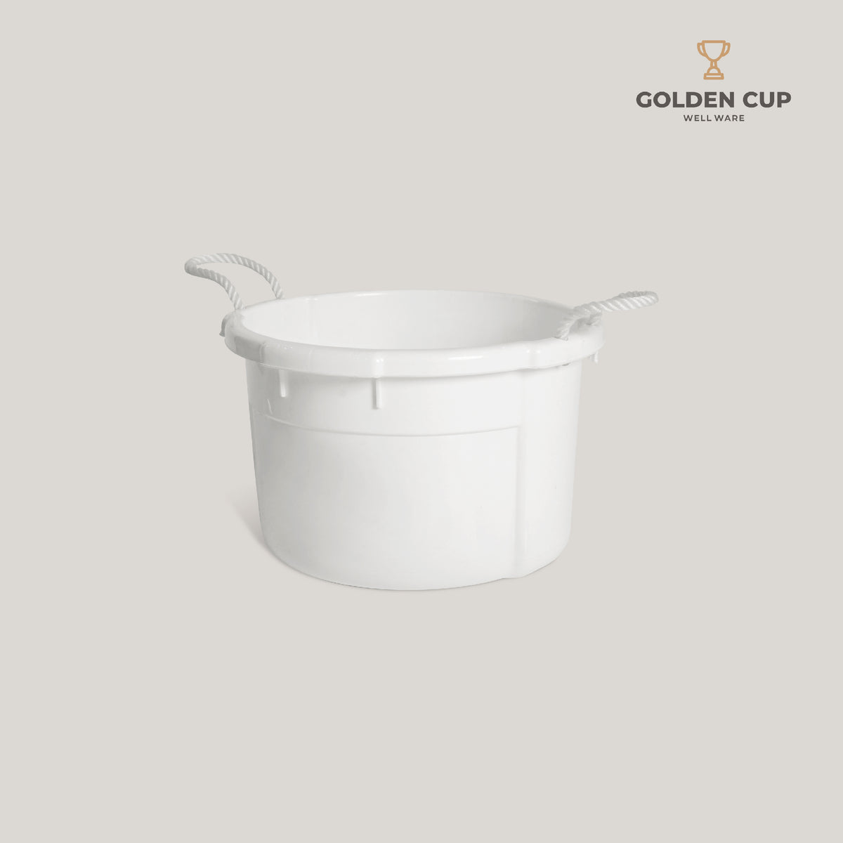 GOLDEN CUP  กะละมังพลาสติกหูเชือกสีขาว ทรงกลม AG343