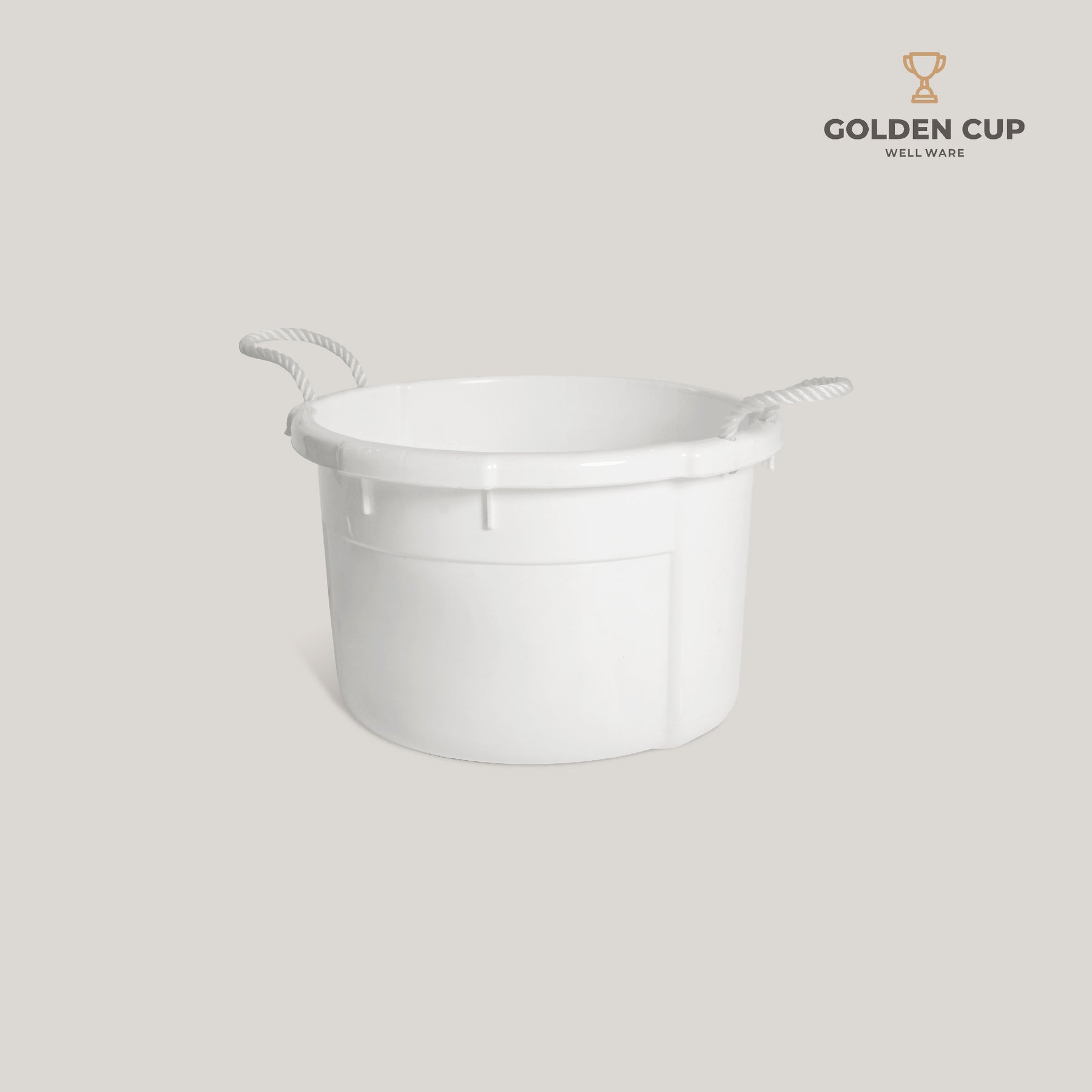 GOLDEN CUP  กะละมังพลาสติกหูเชือกสีขาว ทรงกลม AG343