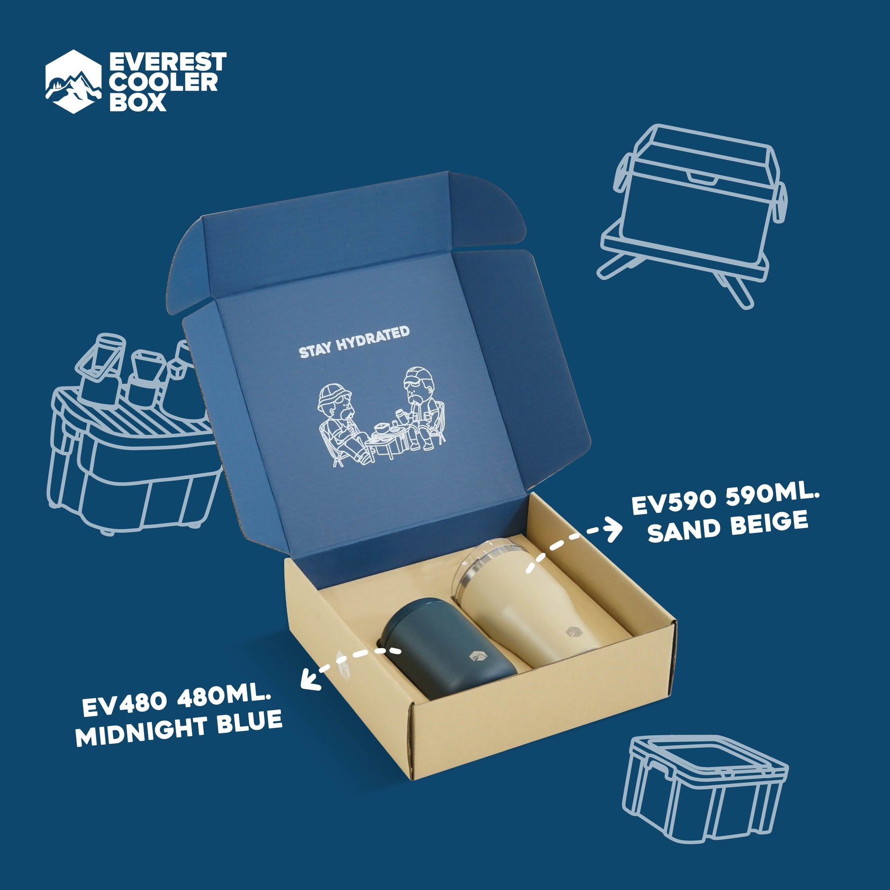 Everest Drinkware Box Set แก้วน้ำกระบอกน้ำเก็บความเย็น พร้อมกล่องของขวัญพรีเมี่ยม ขนาด 590ml, 480ml, 530ml