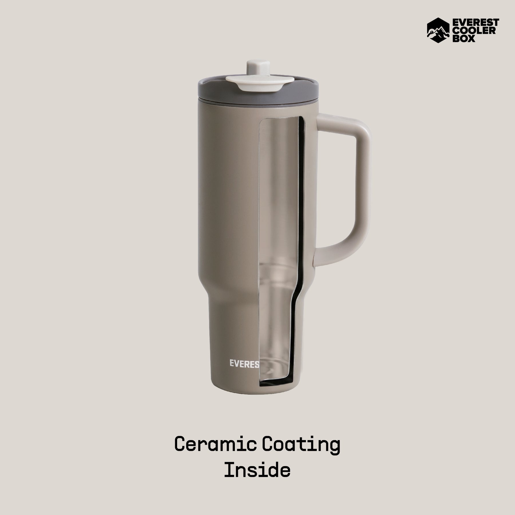 EVEREST&CO. Hold Tumbler แก้วน้ำเก็บความเย็นพร้อมหลอดในตัว เคลือบเซรามิคด้านใน ขนาด 1200ml
