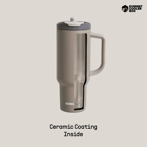 EVEREST&CO. Hold Tumbler แก้วน้ำเก็บความเย็นพร้อมหลอดในตัว เคลือบเซรามิคด้านใน ขนาด 1200ml