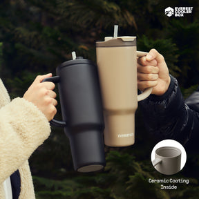 EVEREST&CO. Hold Tumbler แก้วน้ำเก็บความเย็นพร้อมหลอดในตัว เคลือบเซรามิคด้านใน ขนาด 1200ml