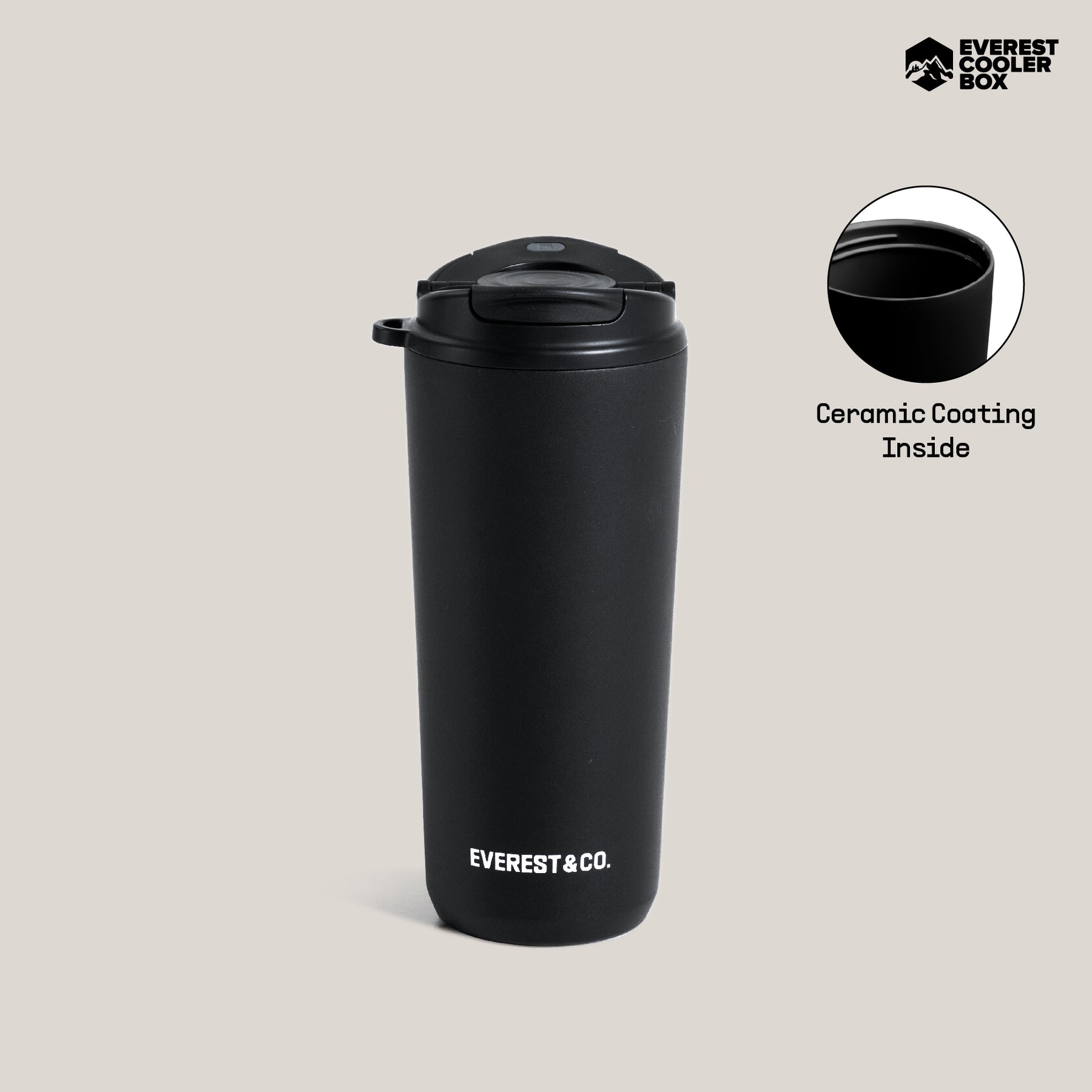 EVEREST&CO. Trek Tumbler แก้วน้ำเก็บความเย็นพร้อมหลอดในตัว  เคลือบเซรามิคด้านใน ขนาด 600 ml.