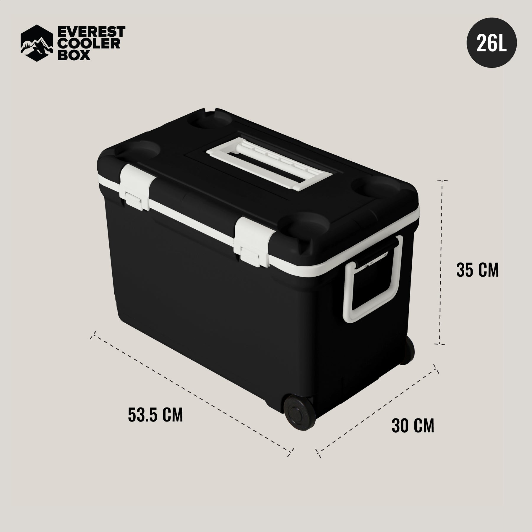 EVEREST กระติกน้ำแข็ง ถังแช่อเนกประสงค์พร้อมล้อลาก ขนาด 26 ลิตร รุ่น AG2526